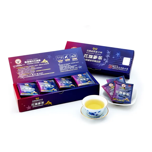 【均記】美國威斯康辛州花旗蔘茶包禮盒x1盒(2g x 20包/盒； 附提袋)