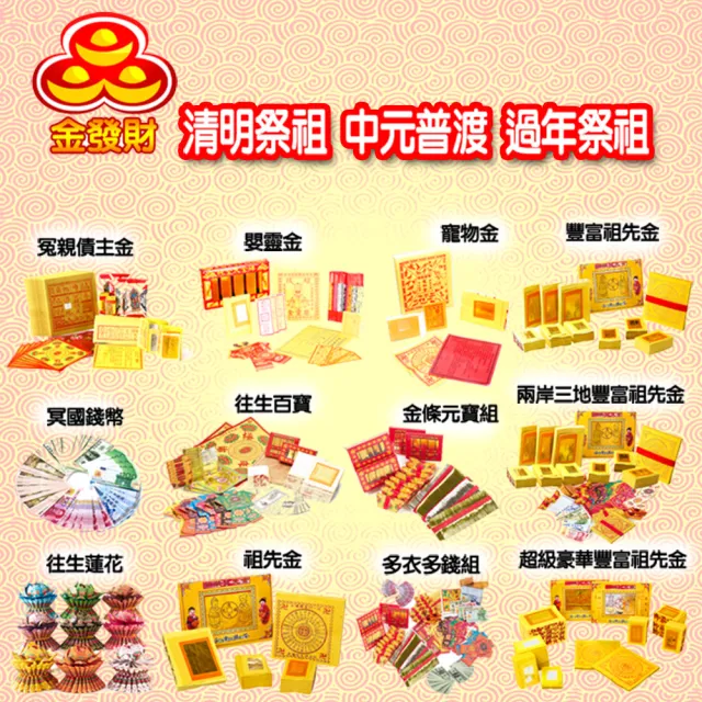 【金發財金紙】豪華版地基主專用金含金條元寶組(金紙-1入組)