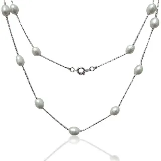 【小樂珠寶】點綴感秀氣天然珍珠養珠項鍊(白珠粉珠色二色隨機出貨)