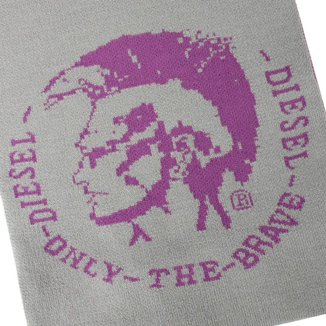 【DIESEL】經典龐克頭LOGO素面針織休閒圍巾(灰色)