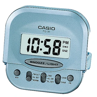 【CASIO 卡西歐】輕巧型摺疊電子鬧鐘(藍-PQ-30-2DF)