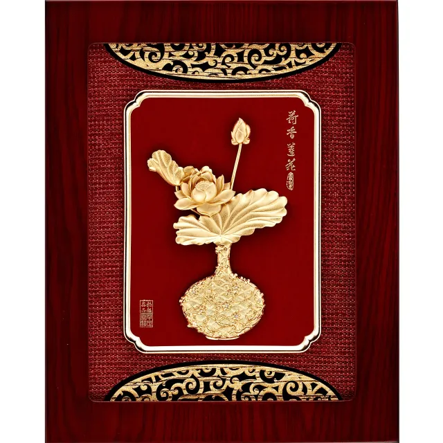 【開運陶源】純金金箔畫- 蓮/荷香蓮花(平安系列 27x34cm)