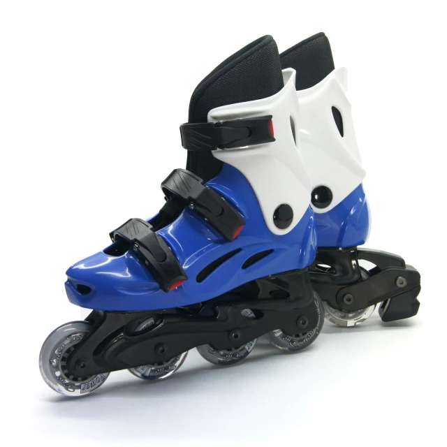 【D.L.D 多輪多】高塑鋼底座 專業直排輪 溜冰鞋(藍白 -- 530)
