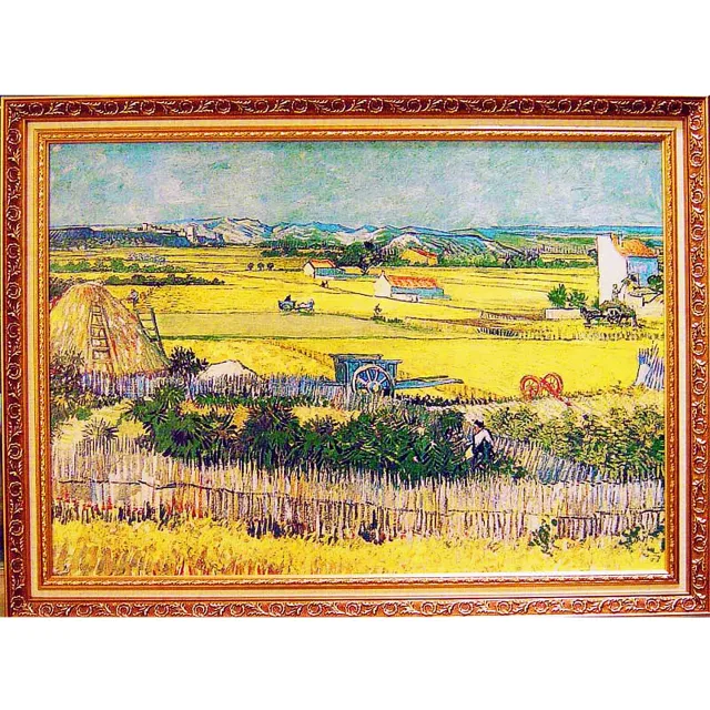 【開運陶源】梵谷名畫 The Harvest Wheatfields 麥田收割 豐收(大幅 92x72cm)