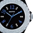 【GOTO】晶亮風尚陶瓷晶鑽手錶-黑藍(GC6158B-33-3L1)
