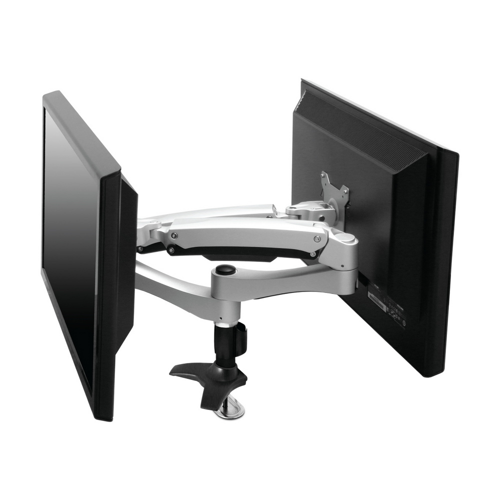 【HE】32吋以下LED/LCD鋁合金插孔型互動式雙螢幕架(H40ATI)