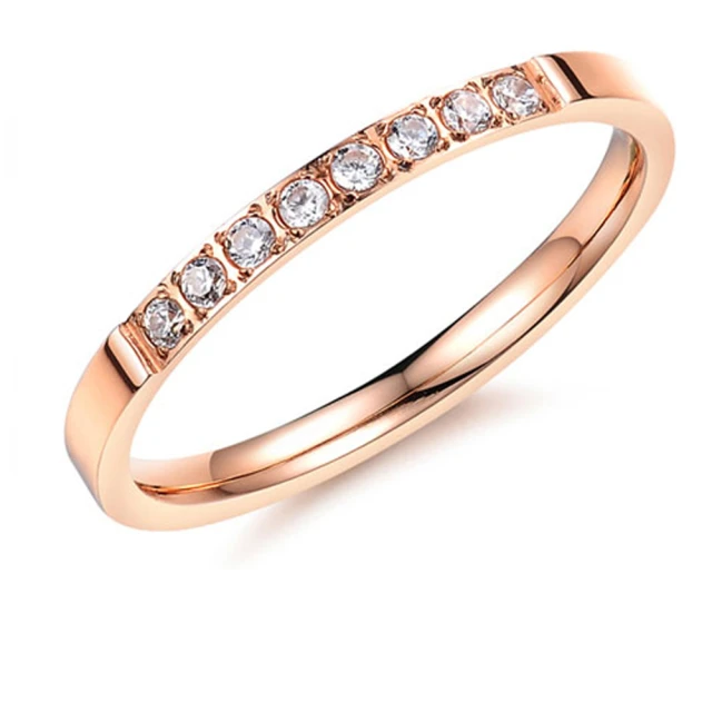 【I.Dear Jewelry】通往幸福-西德鋼-八心八箭晶鑽玫瑰金鈦鋼戒指