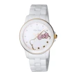 【HELLO KITTY】花園迷藏時尚陶瓷腕錶-金x白(LK673LWWI-K)