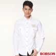 【BOBSON】男款腰線素面長袖襯衫(白34005-80)