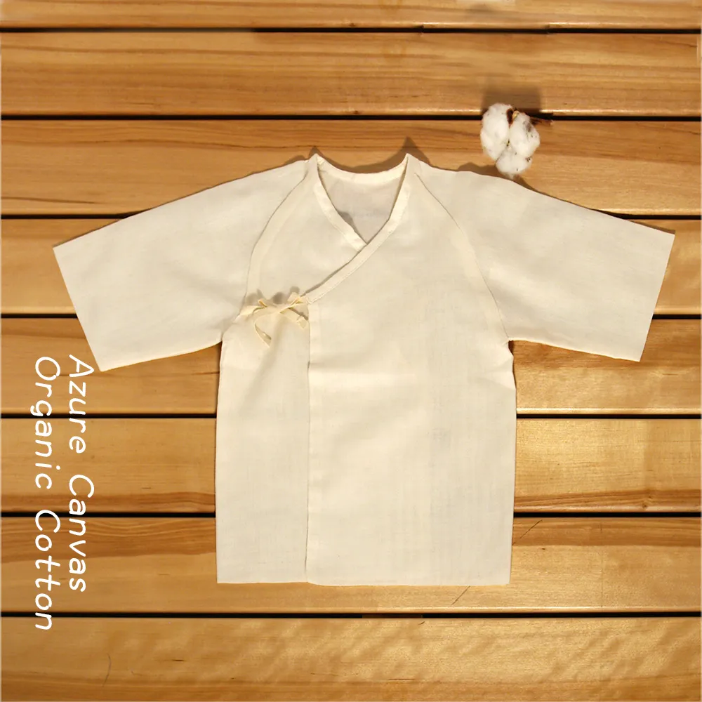 【azure canvas藍天畫布】100%有機棉極細緻新生兒紗布衣/3件組(紗布短肚衣-原米)