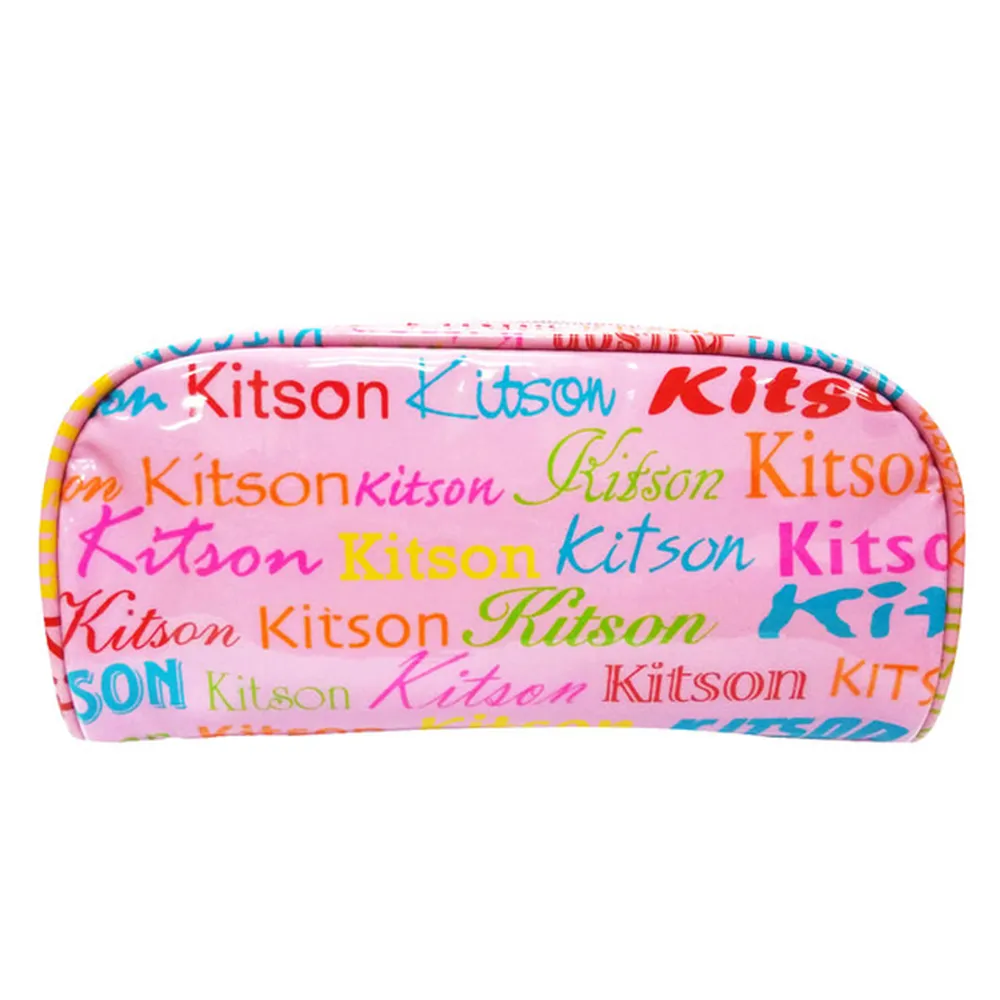 【kitson】繽紛LOGO 漆皮化妝包(粉)