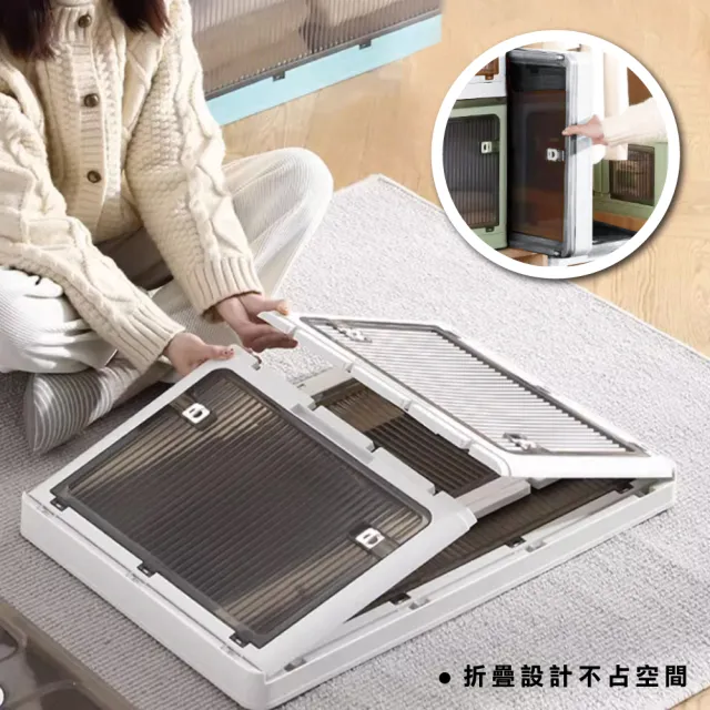 【ONE HOUSE】85L 巨無霸五門式側開折疊收納箱 _特大號 2入(摺疊箱/收納櫃/棉被收納/五開門折疊)　