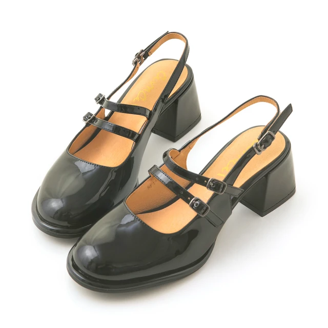 amai 復古學院風漆皮瑪麗珍鞋 瑪麗珍 娃娃鞋 瑪莉珍 粗跟 英倫風 時尚 百搭 大尺碼 SP112-23BK(黑色)