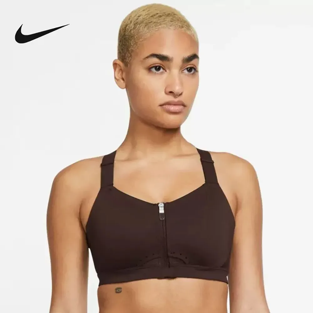 【NIKE 耐吉】雙11 高強度 正面拉鍊 運動內衣 訓練 AS W NK DF ALPHA ZIP-FRONT BRA 女 咖啡(DD0437227)