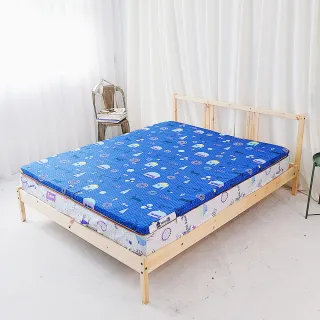 【米夢家居】夢想家園-單人加大3.5尺 MIT冬夏兩用純棉+紙纖三合一高支撐記憶床墊(深夢藍)