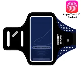 【GCOMM】指紋辨識 超輕薄雙層萊卡透氣親膚 iPhone 12 mini 運動臂帶(運動酷黑)