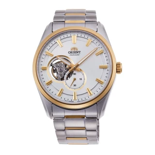 【ORIENT 東方錶】SEMI-SKELETON系列 藍寶石鏤空機械錶 鋼帶款 金色 40.8mm(RA-AR0001S)
