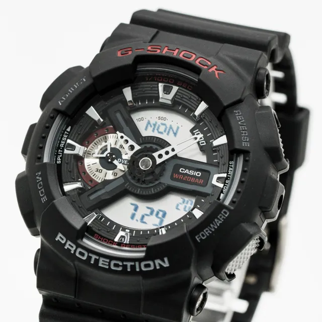 CASIO 卡西歐】G-SHOCK 炫彩街頭潮流潮汐休閒腕錶-紅/52.4mm(GA-110-1A 