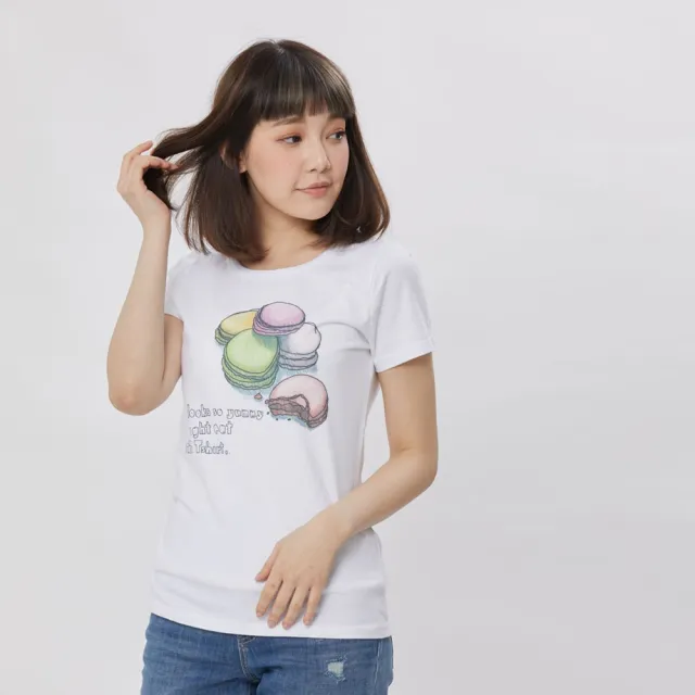 【so that’s me 好我】馬卡龍好吃圓領短袖蜜桃棉女Tee(純白)
