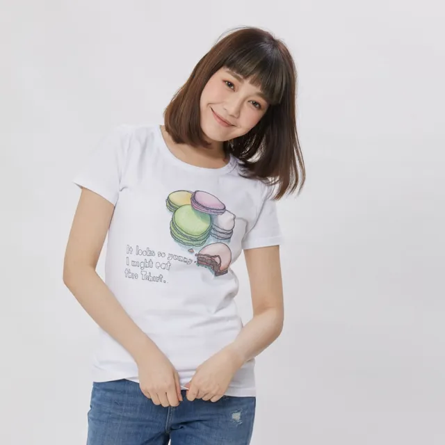 【so that’s me 好我】馬卡龍好吃圓領短袖蜜桃棉女Tee(純白)