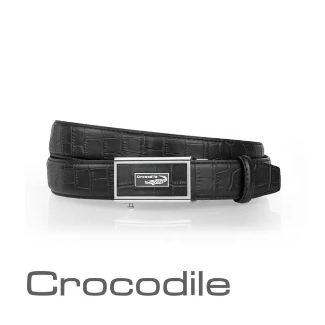 【Crocodile】鱷魚皮件 男生自動皮帶 真皮皮帶 紳士皮帶-32mm-0101-42005-01-黑色(自動扣皮