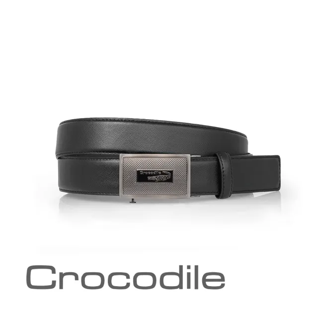 【Crocodile】Crocodile 鱷魚皮件 35mm寬版 真皮自動扣皮帶 0101-25007-01(進口牛皮)