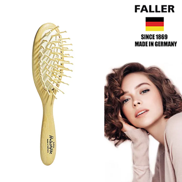 【FALLER 芙樂】德國製FSC橢圓圓珠櫸木氣墊好按摩木齒梳(氣墊按摩梳/梳頭按摩美容/雙11)