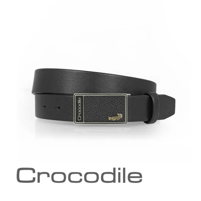 【Crocodile】雙11 鱷魚皮件 真皮皮帶 自動皮帶 扣式皮帶 32mm-0101-40041-黑色(真皮皮帶 男生皮