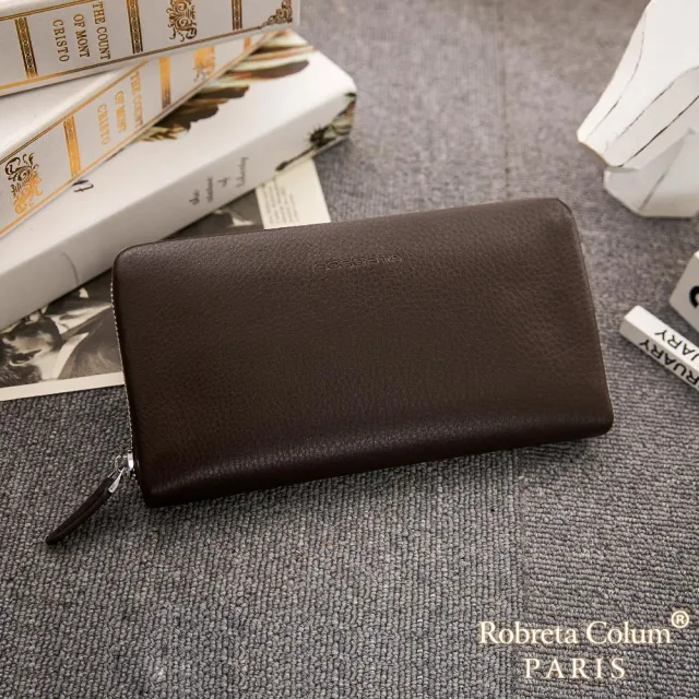 【Roberta Colum】雙11  經典品味鹿紋牛皮單拉鍊長夾正規版-共3色