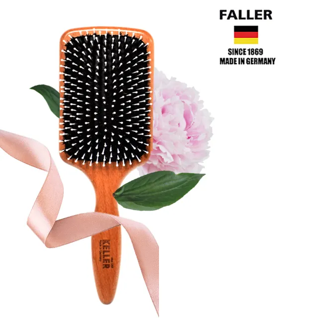 【FALLER 芙樂】德國製FSC櫸木黑豚鬃柔珠氣墊好按摩梳(氣墊好按摩梳/梳頭按摩美容/雙11)
