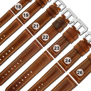 【Watchband】各品牌通用經典復刻百搭款厚實柔軟真皮錶帶(黃褐色)