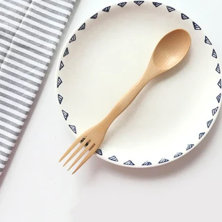 【Homely Zakka】木趣食光自然木質餐具兩用叉匙/叉勺(一入)