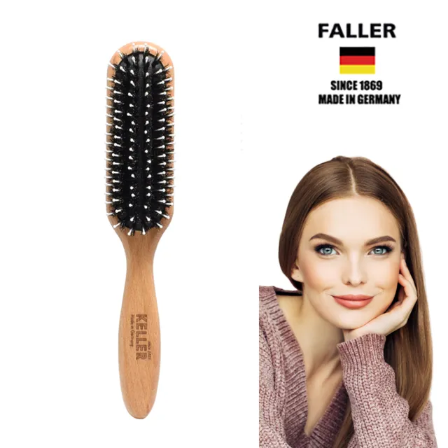 【FALLER 芙樂】德國製FSC櫸木長型黑豚鬃柔珠氣墊梳(氣墊梳/梳頭按摩美容/雙11)