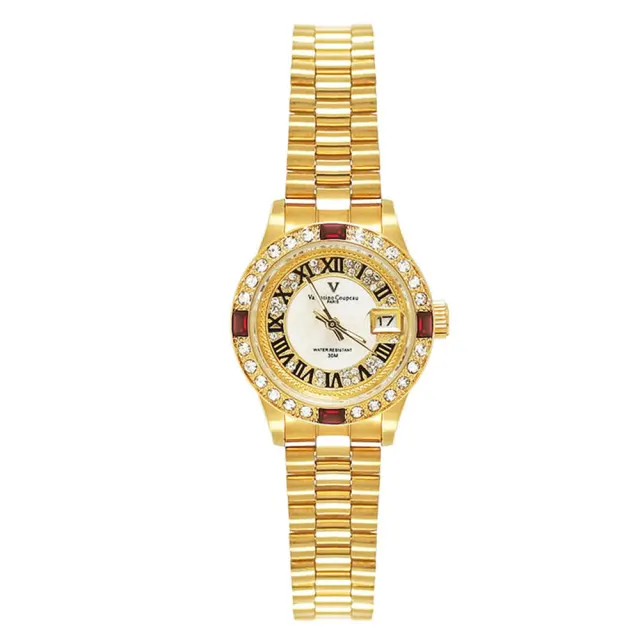 【Valentino Coupeau】四邊鑽羅馬數字全金不鏽鋼殼帶男女款手錶(范倫鐵諾 古柏  VCC)