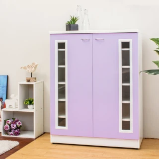 【南亞塑鋼】2.7尺透視二門塑鋼鞋櫃(粉紫色)