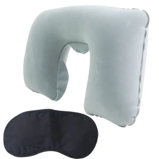【OMAX】舒適植絨頸枕1入+高級眼罩1入(12H)