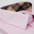 【金安德森】經典格紋繞領粉色窄版短袖襯衫
