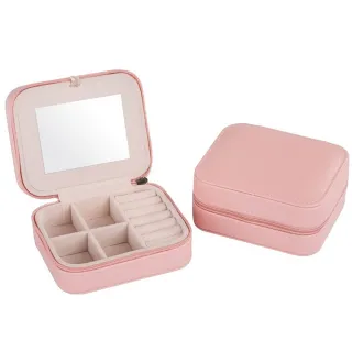 【Emi 艾迷】韓系完美輕旅行粉嫩色系攜帶式迷你 珠寶盒 首飾盒(飾品收納)
