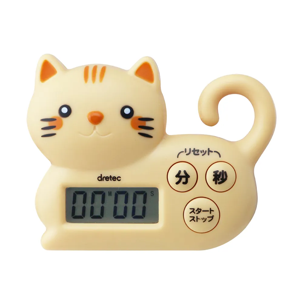 【DRETEC】小貓日本動物造型計時器-3按鍵-咖啡色(T-568BR)