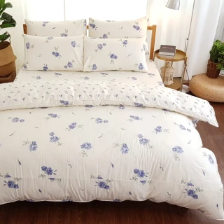 【LUST生活寢具】《藍莓鄉村》100%純棉、單人3.5尺精梳棉床包/枕套組《不含被套》、台灣製