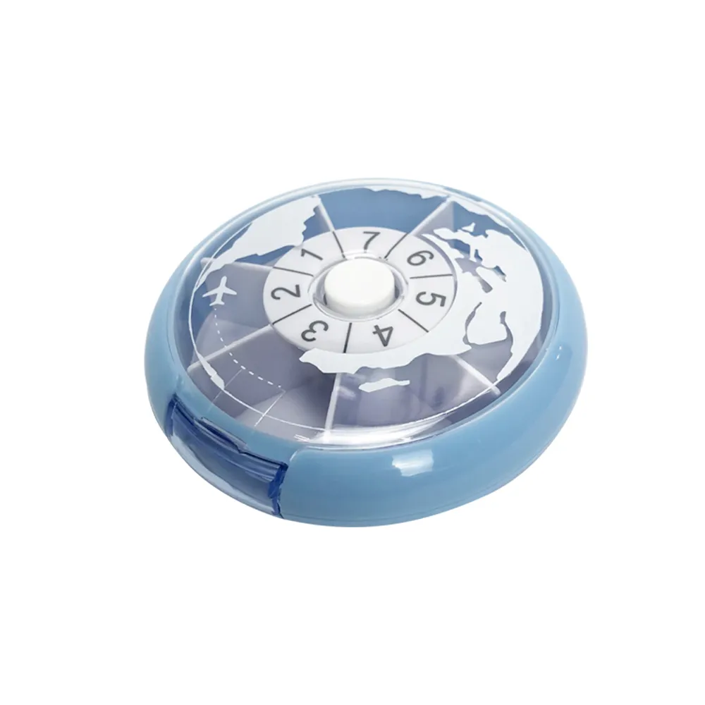 按鈕天晴幸運轉盤七格保健藥品收納盒