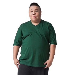 【男人幫】大尺碼韓國版型100%純棉高磅數厚款素色V領T恤(F0181)