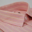 【金安德森】粉橘底白粉條紋窄版長袖襯衫
