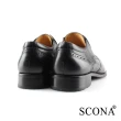 【SCONA 蘇格南】全真皮 都會雕花免拆綁帶紳士鞋(黑色 0859-1)