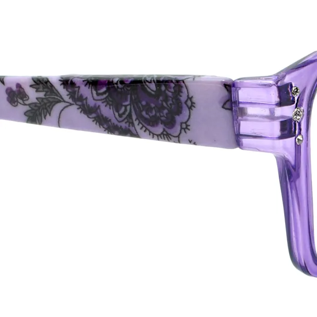 【KEL MODE】台灣製造 高檔濾藍光老花眼鏡-獨家設計超輕!! 時尚花紋款(紫色#4022-C26)