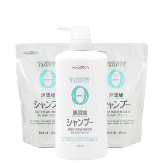 【KUM 熊野】日本zero無添加洗髮精x1+洗髮補充包x2(3入)