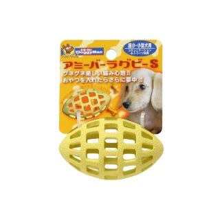 【Doggy Man】犬用網狀橄欖球型橡膠玩具-S(寵物用品)
