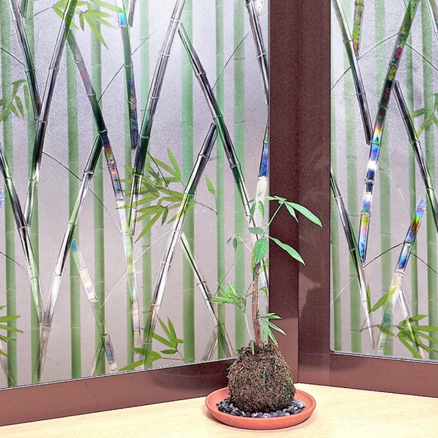 【meiwa】日本製造抗UV可變色節能靜電窗貼(竹林風情- 92x200公分)