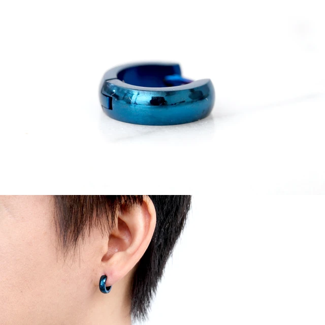 【玖飾時尚】搶眼藍極光鋼製耳針耳環(耳針)