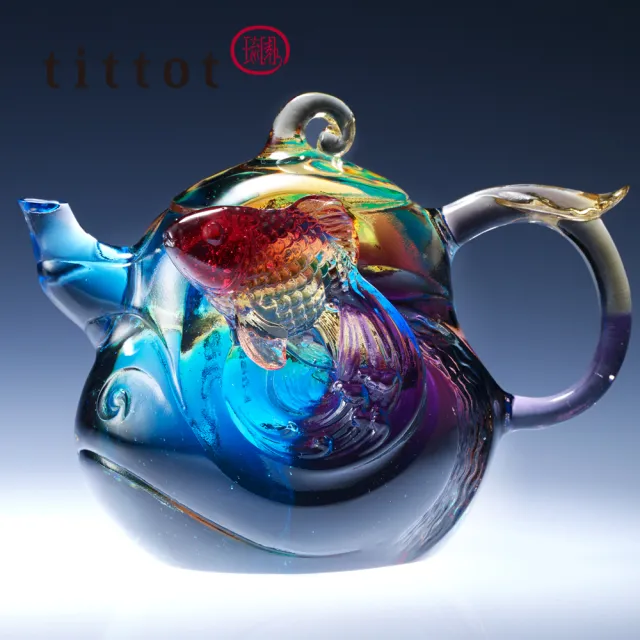 【tittot 琉園】源源福運-附黑底座(送禮/琉璃/禮物/玻璃/水晶/藝術品/擺飾/禮贈/企業/)